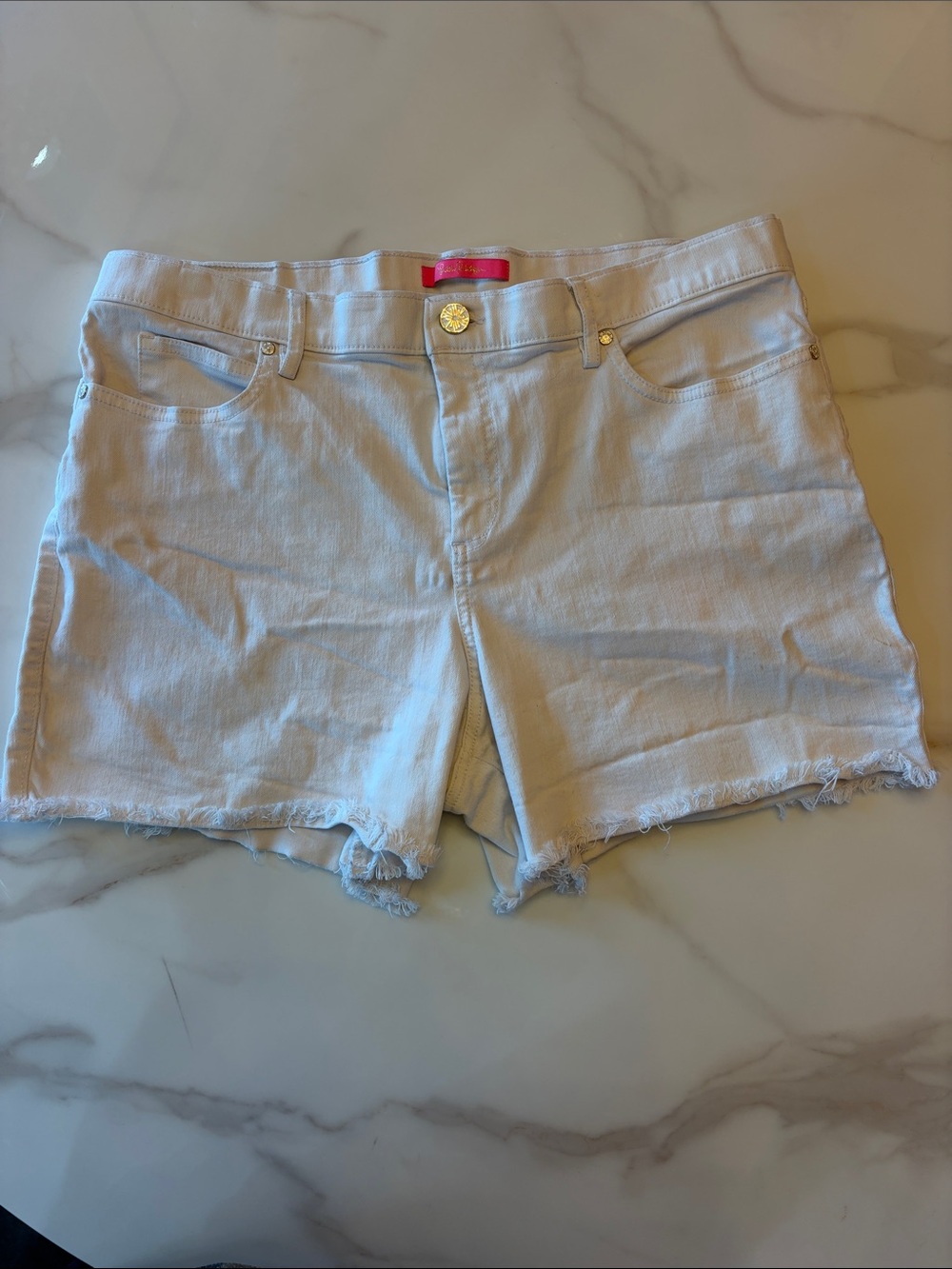 Lilly Pulitzer White Distressed Hem Denim Shorts